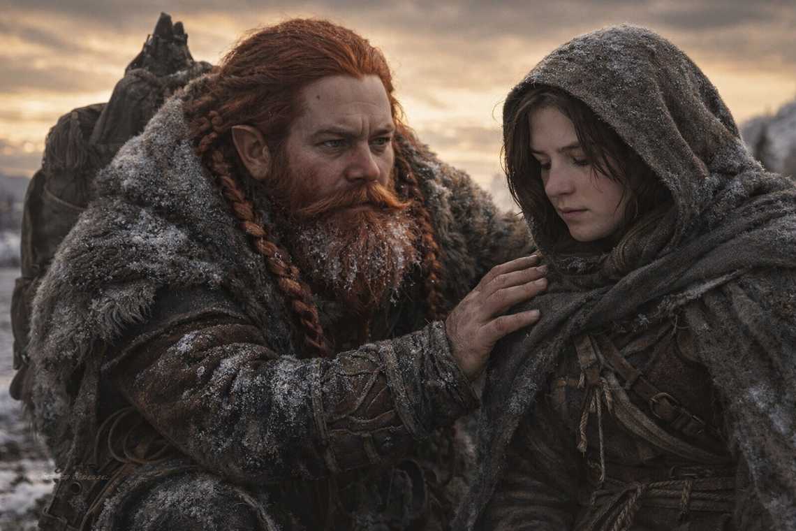 Dulint kneeling beside Maris in the frozen camp, the dead Beacon a weight in his pack