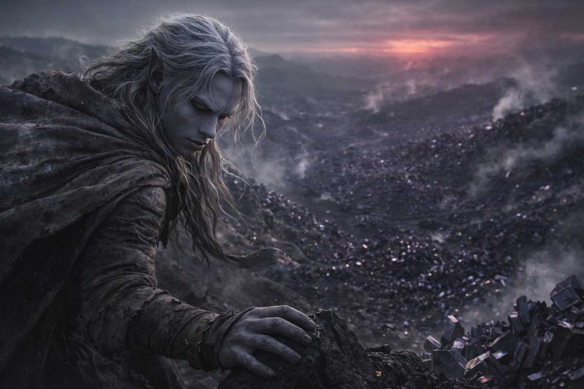 Sickly dawn black crystals