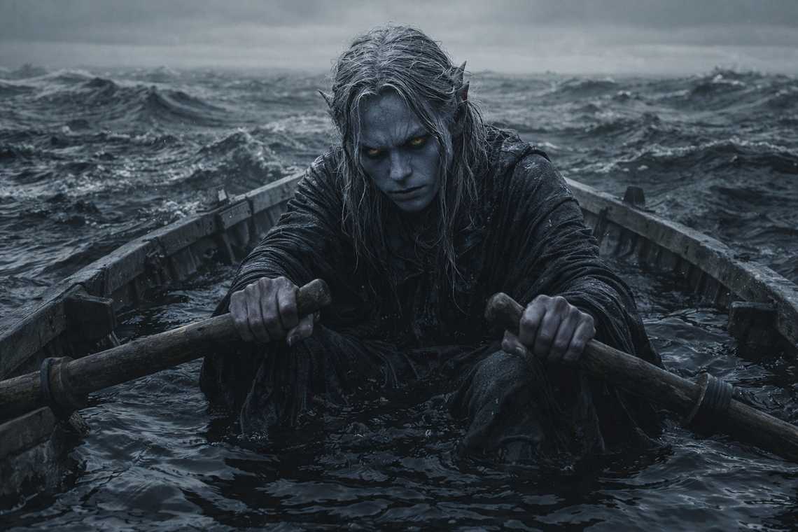 Bote de remos en el Mar de Pesadillas