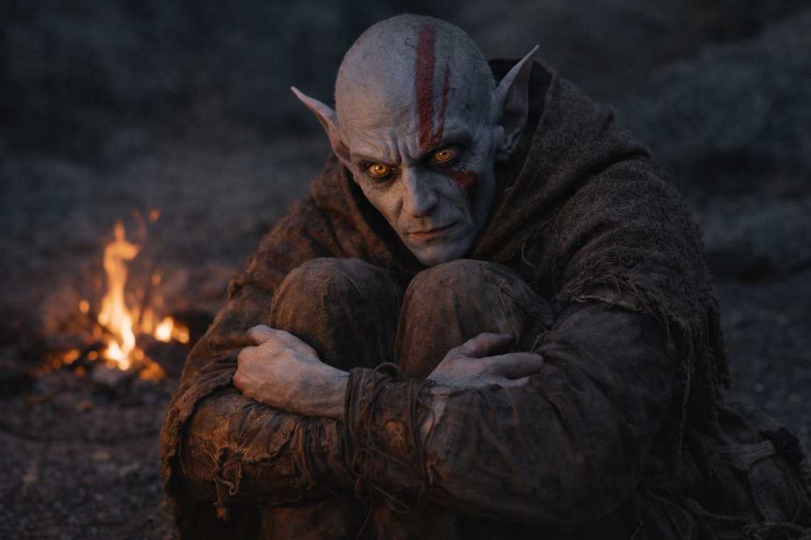 Elion shaking by the fire, eyes hollow, the Sage speaking through him