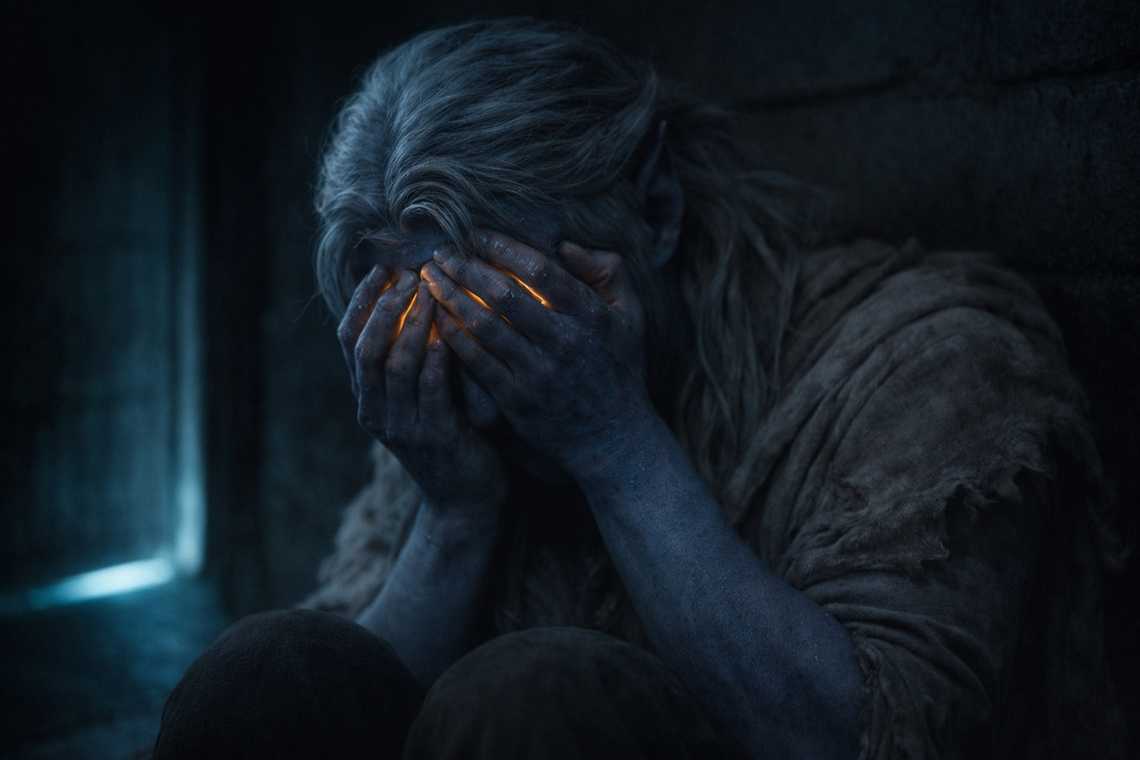 Strain and headache behind his eyes