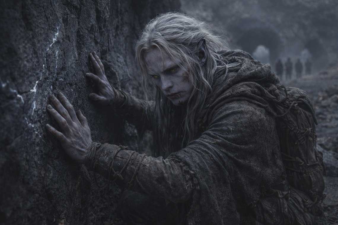 Drusniel reading the wall at a tunnel junction