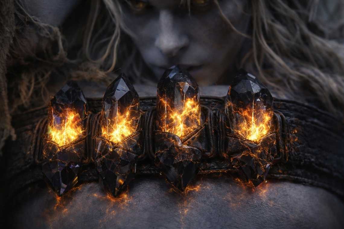 Drusniel's crystals screaming at his belt in the Voice's presence