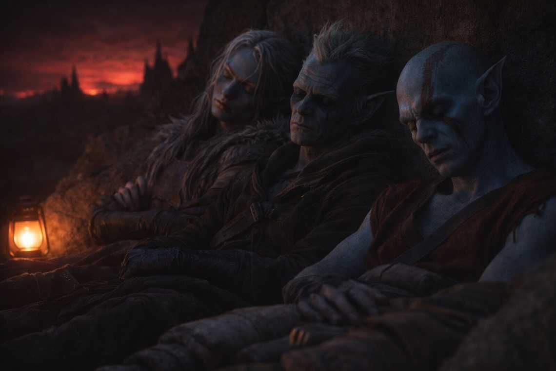 Uneasy rest before dawn in the volcanic hollow