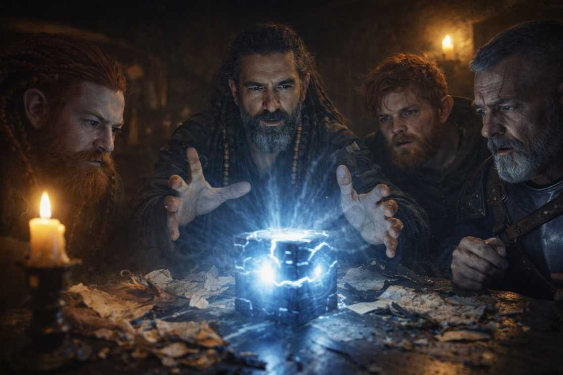 Xandor explaining the Beacon's danger to the group