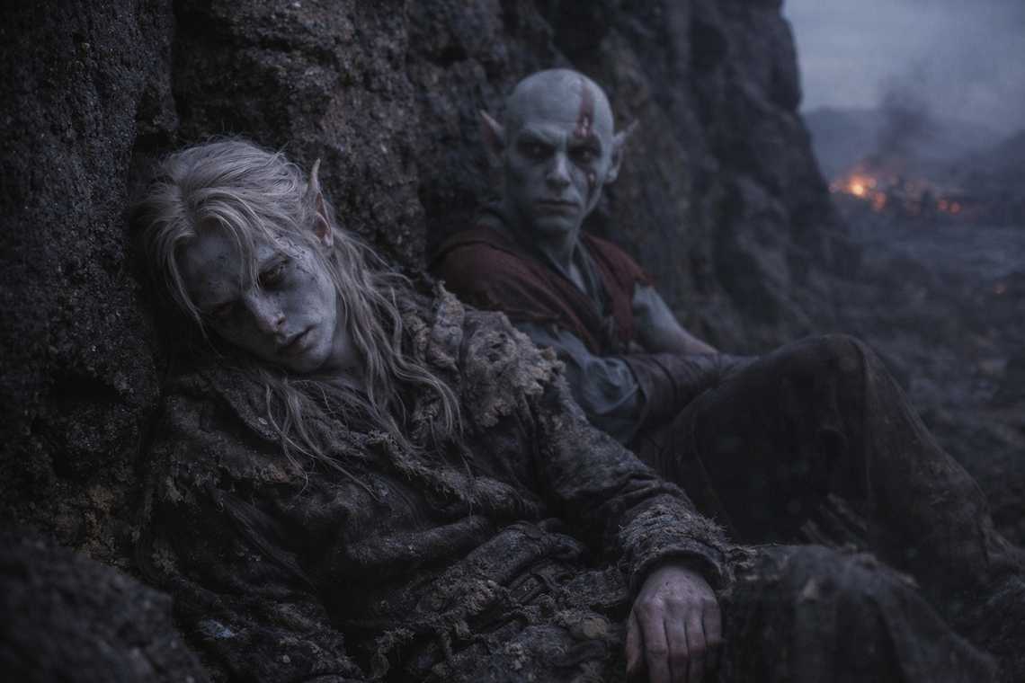 Drusniel waking in a rock shelter after the escape