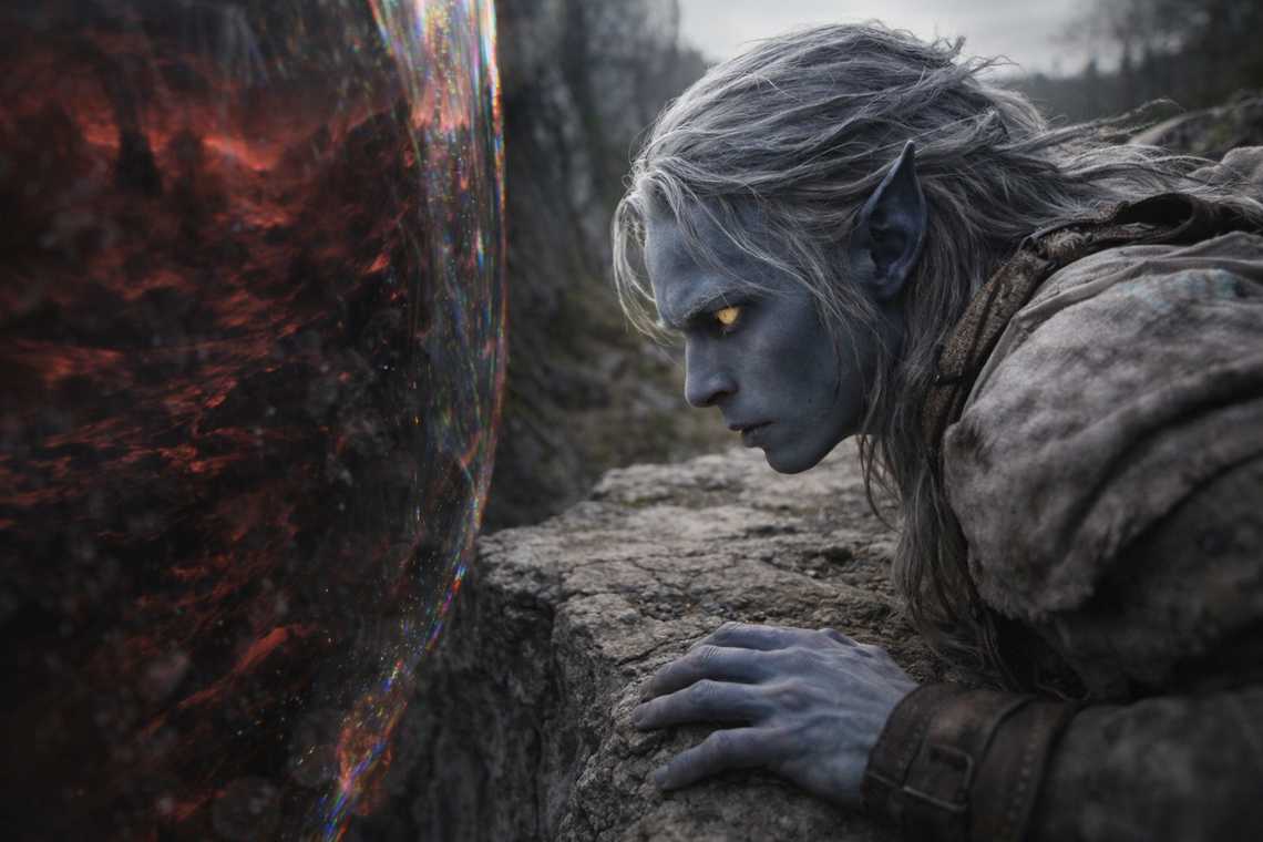 Drusniel hesitating before the crossing