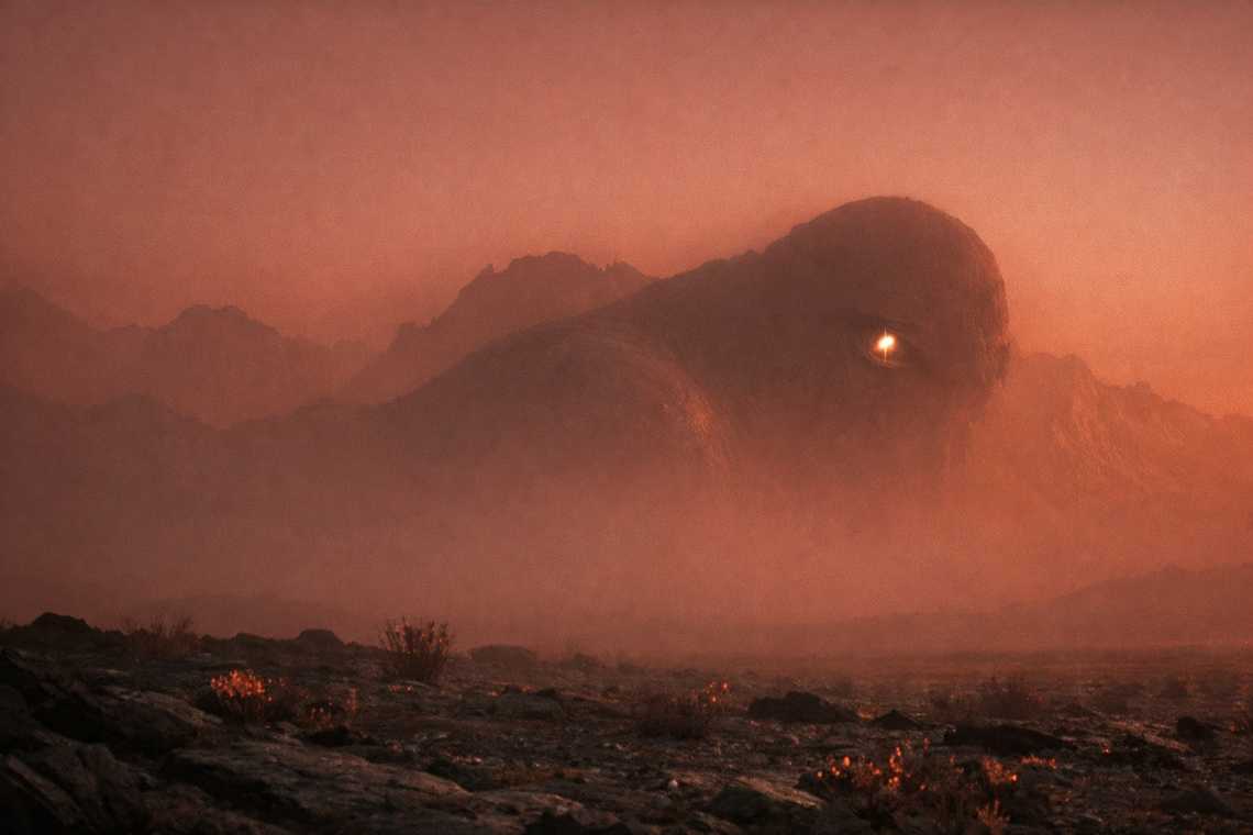 The horizon silhouette has shifted, the landscape geometry wrong