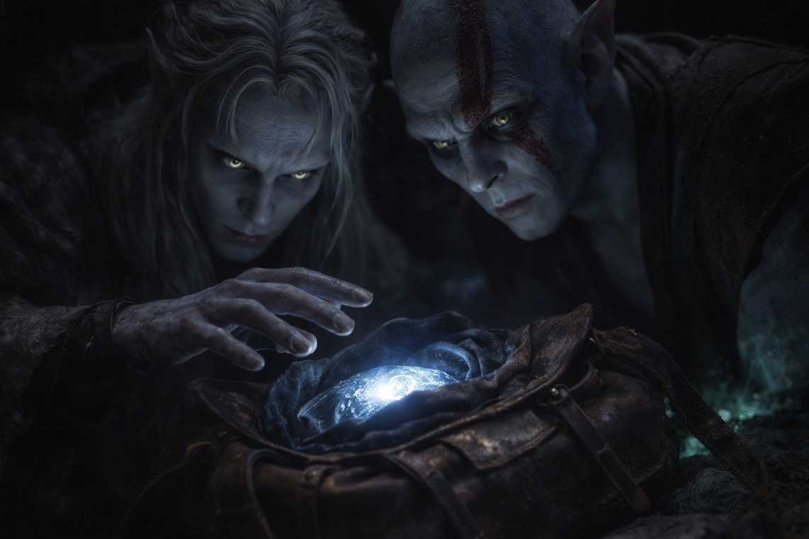 The Beacon pulses with steady blue-white light inside the open pack