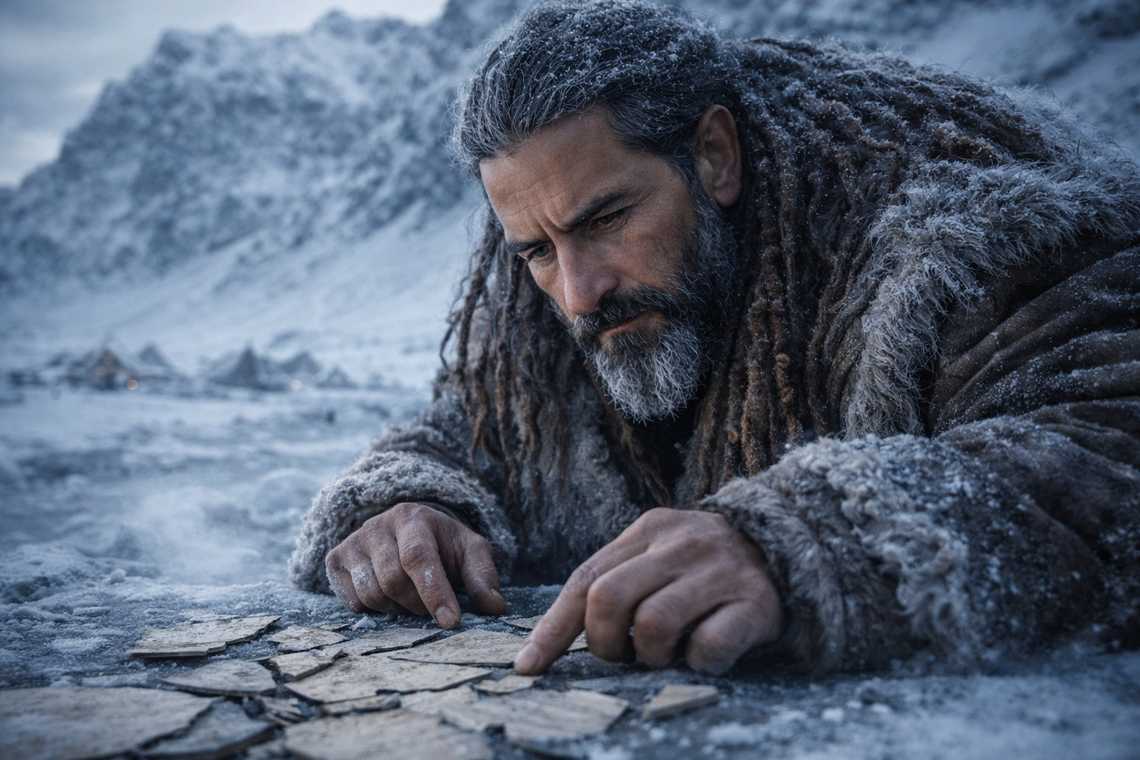 Xandor explaining the mechanism with fragments before him