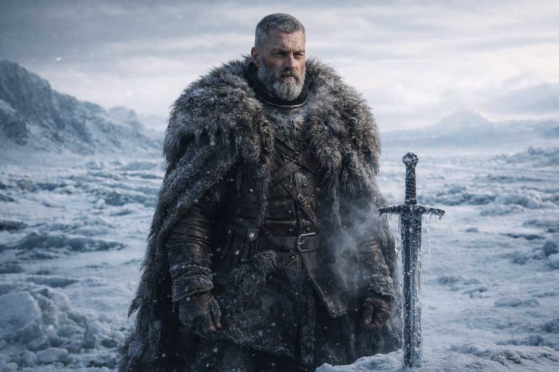 Sword buried in frozen ground