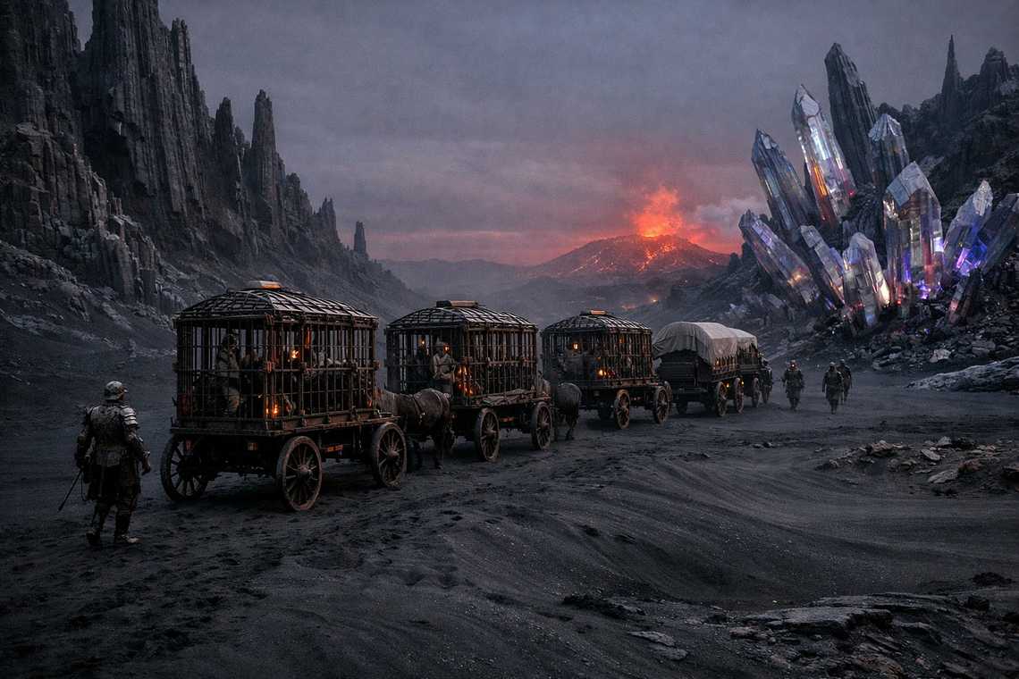 The caravan through a hostile landscape