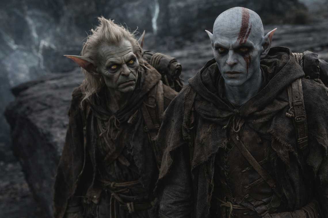 Srietz and Elion walking at deliberate distance behind Drusniel