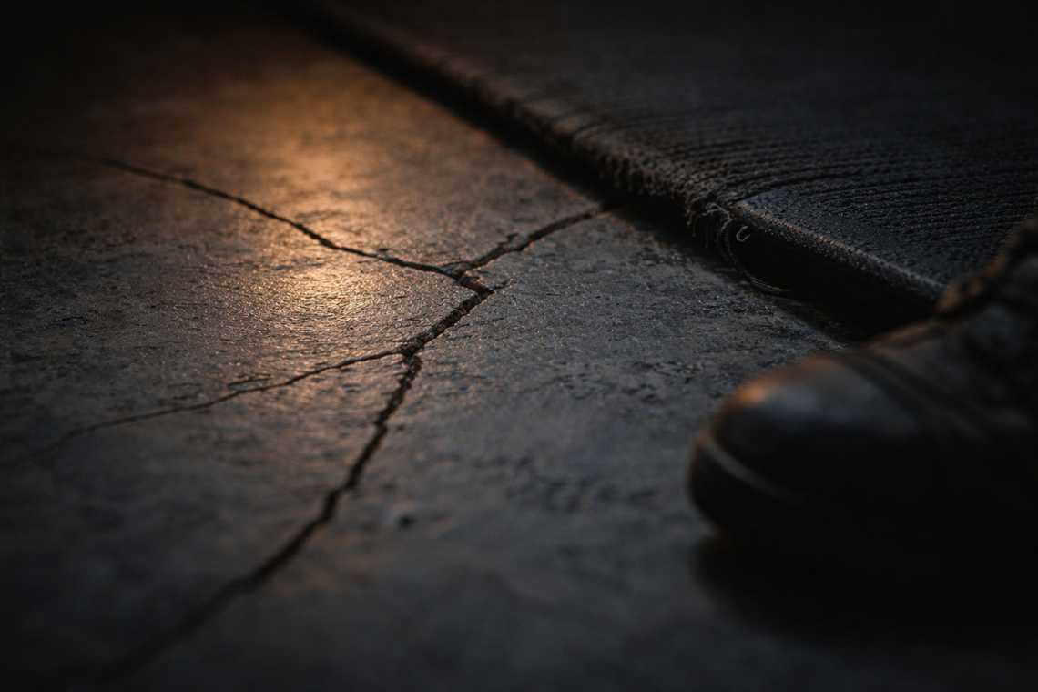 Hairline crack in the stone floor