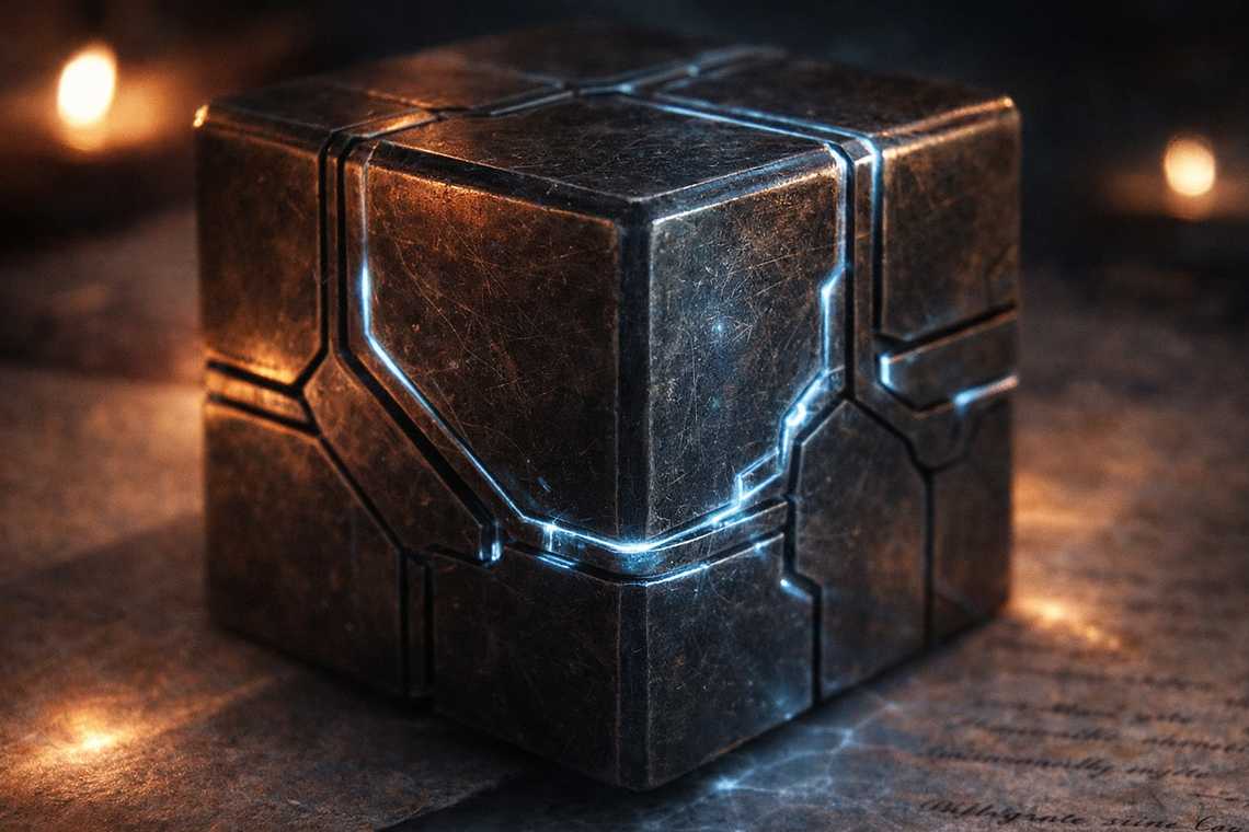 Detail of the cube pulsing with soft light