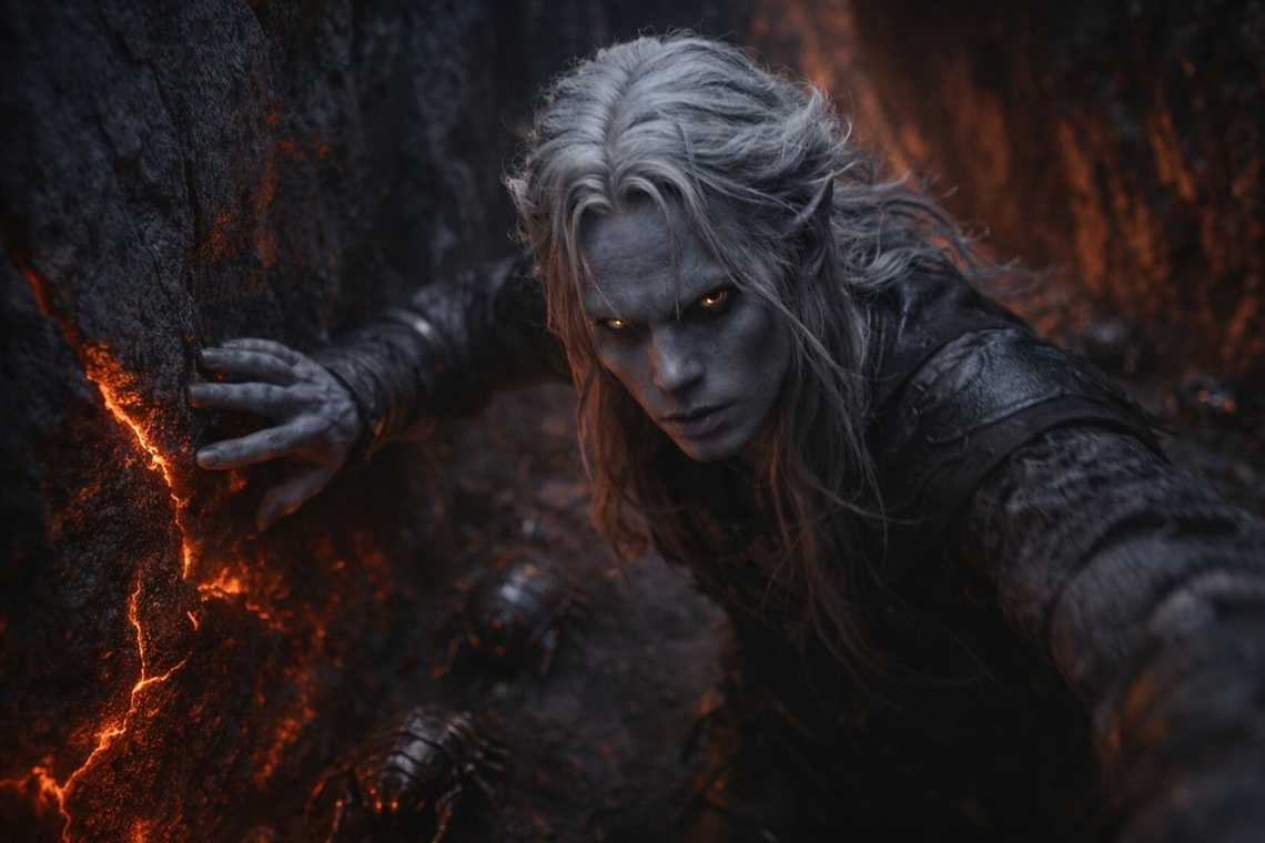 Drusniel runs through Wyrmreach's deep tunnel