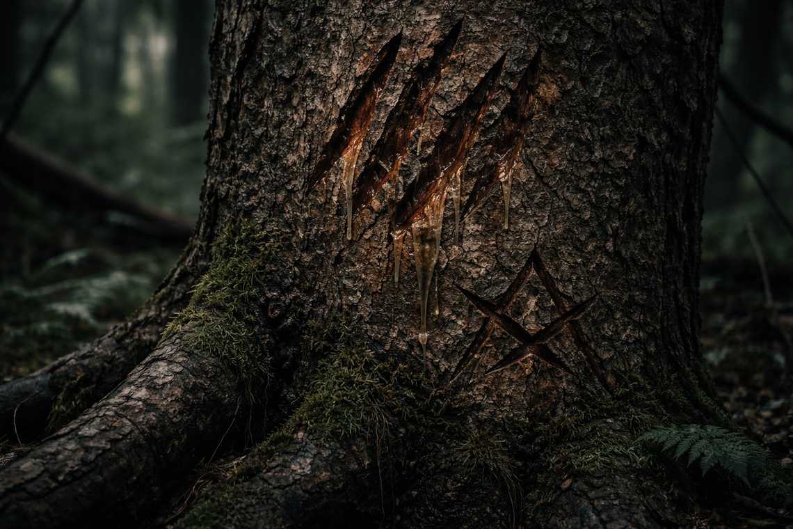 Vexrath's territory marks on the trees
