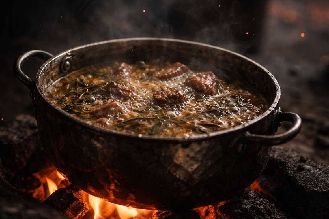 Dented pot and thick broth