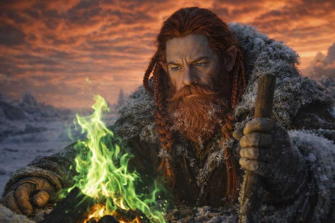 The settled amber-rust sky above the frozen landscape