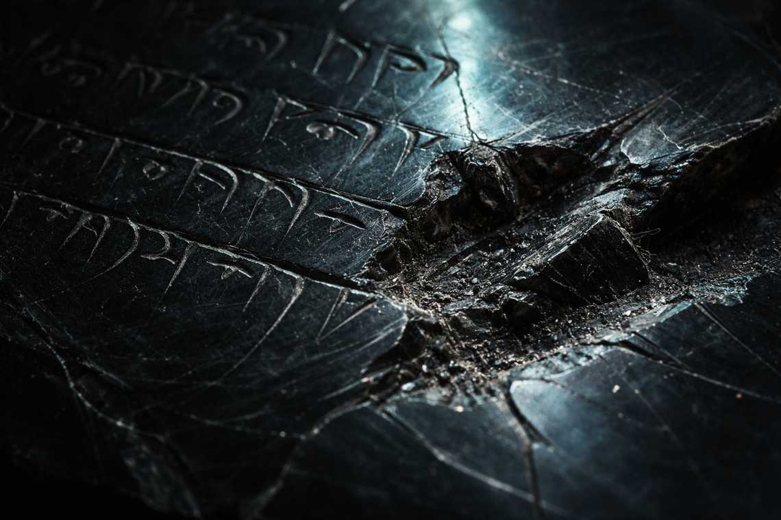 The carved text ends where someone gouged it away