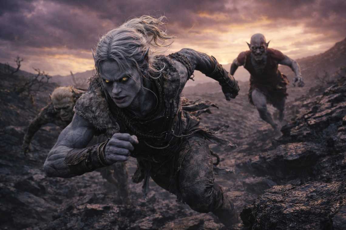 Drusniel running through the vision landscape