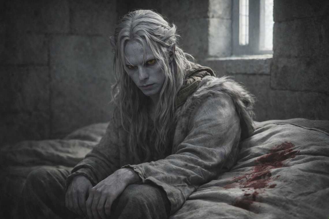 Drusniel on the pallet in morning light