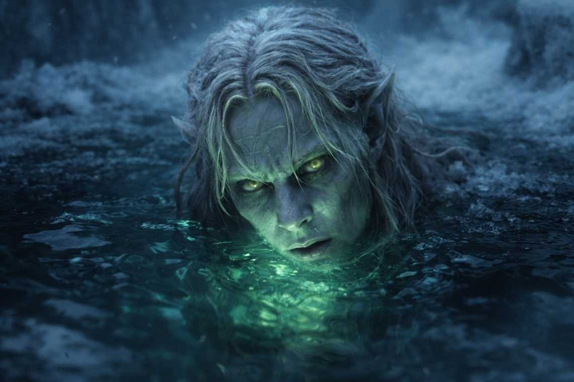 The drowning man's face revealed in the reflection