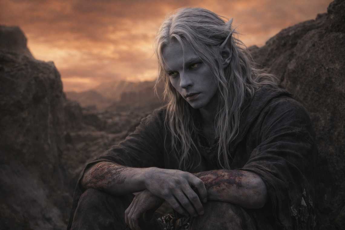 Drusniel sitting in the wreckage