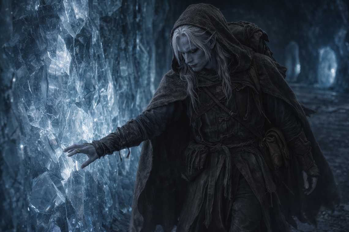 Drusniel tracing the chamber wall to read structure