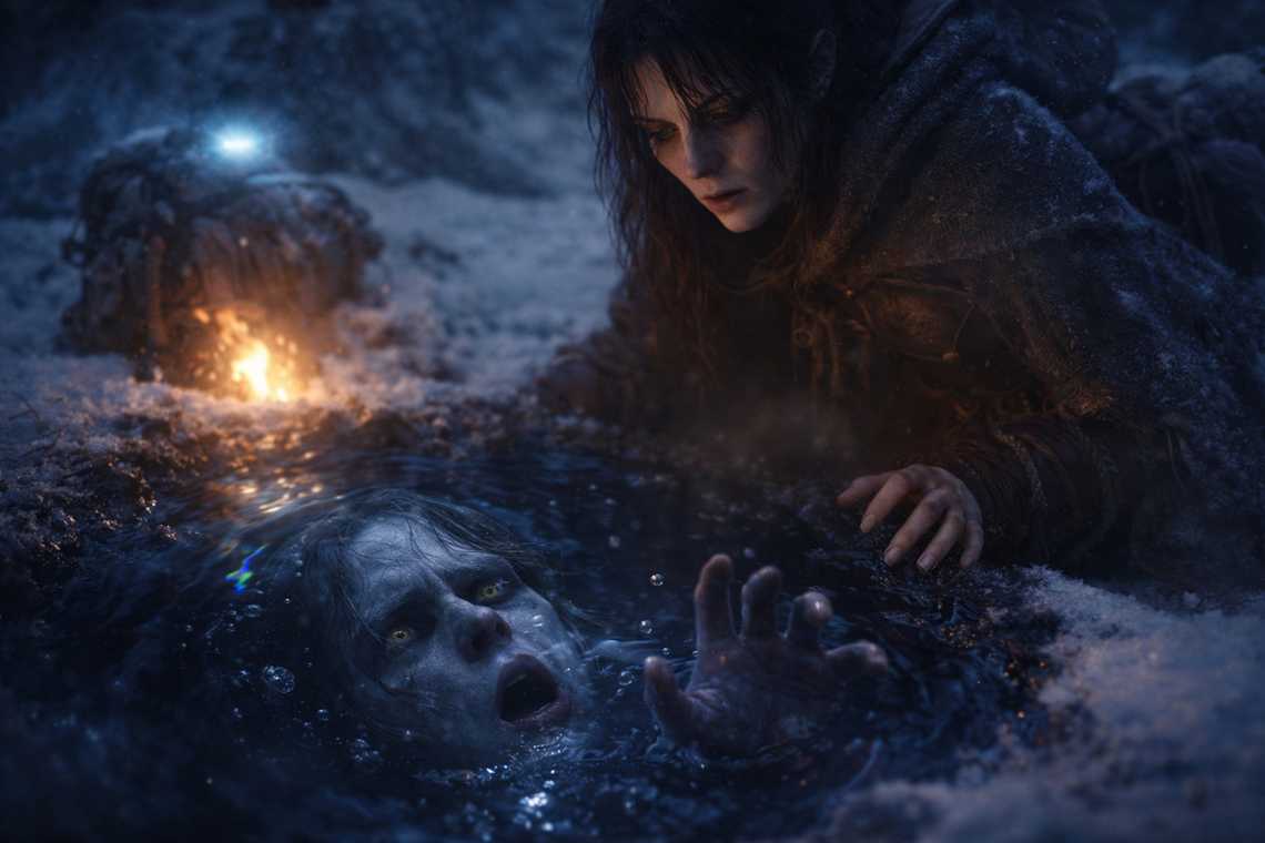 Maris describes the drow she sees drowning in dark water, the connection real