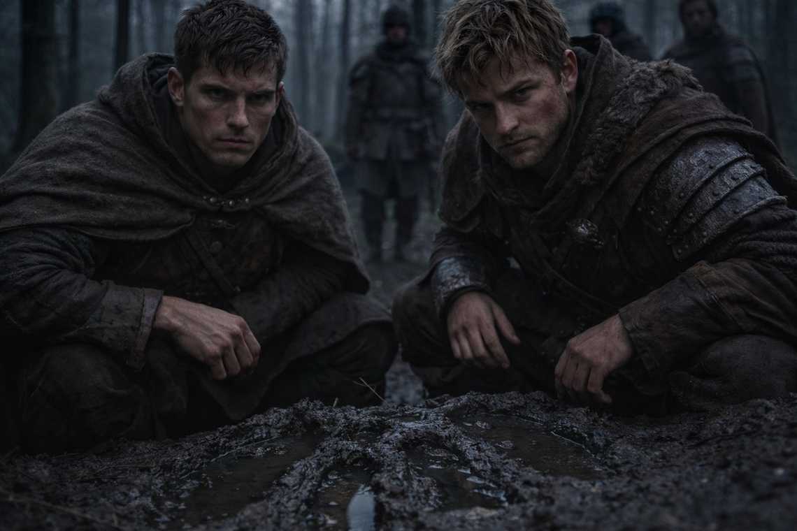 Huellas inhumanas marcadas en la tierra húmeda al amanecer