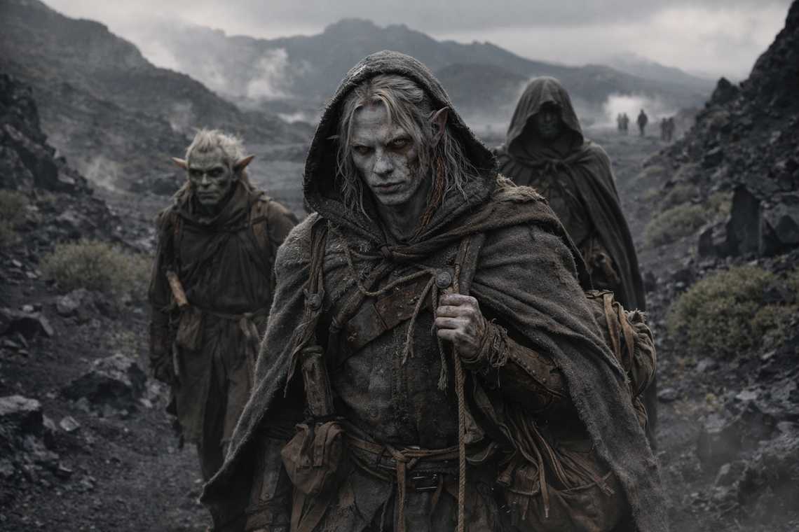 Drusniel leading through ash fields