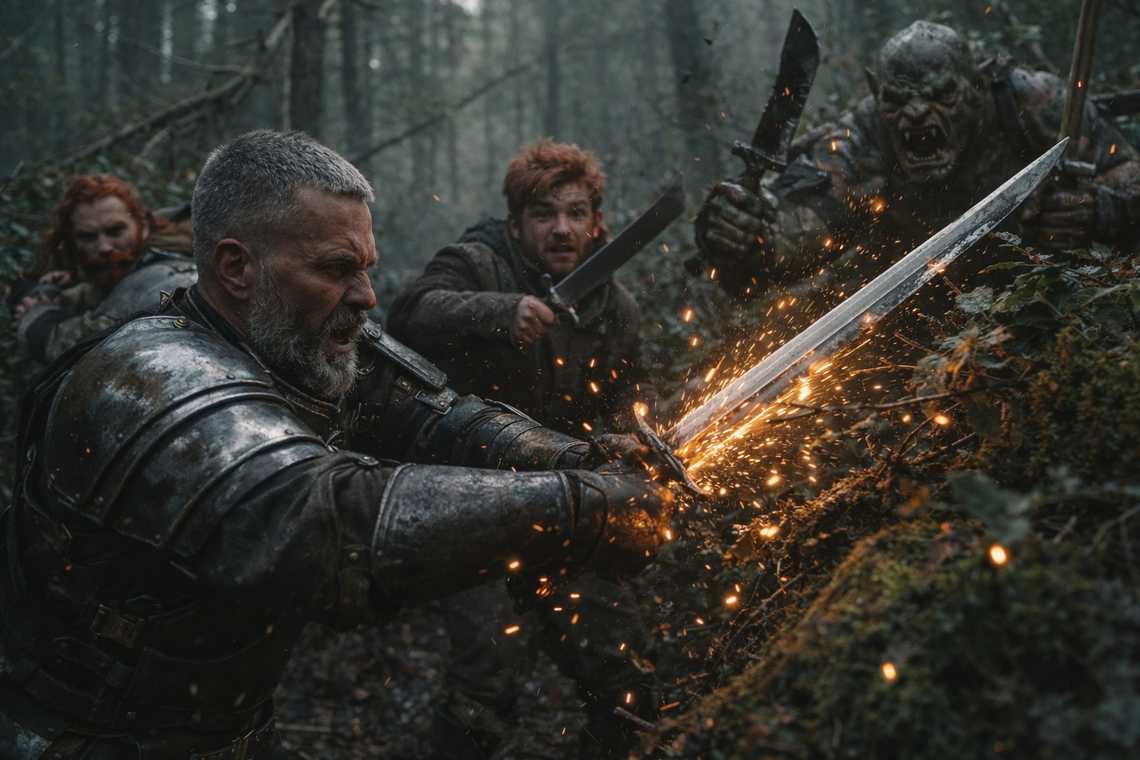 The ambush erupts in the forest