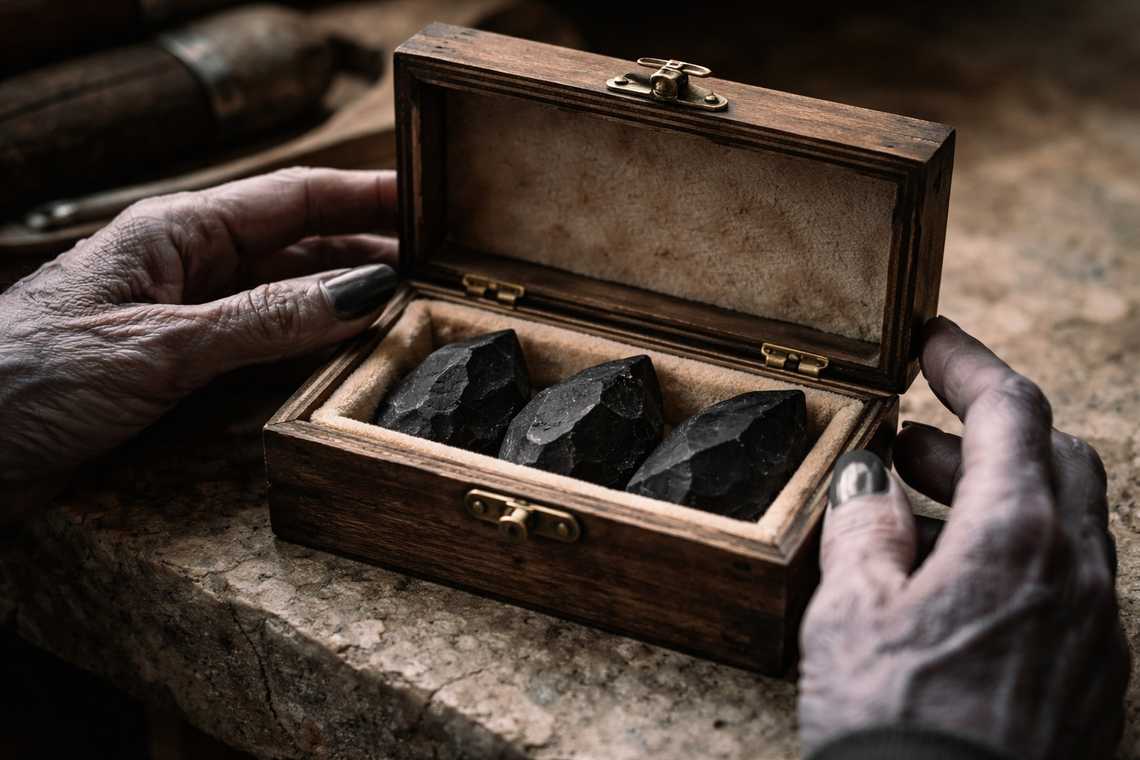 Calibration crystal box on the workbench