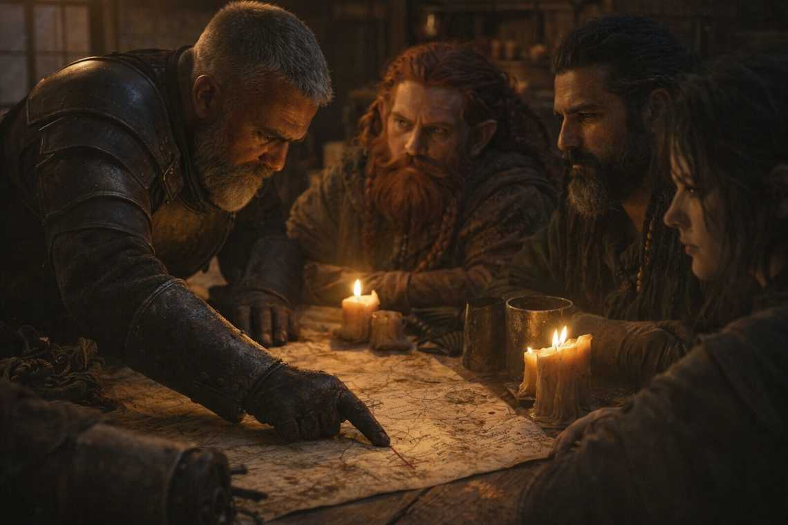 Eldric traces route lines on the map