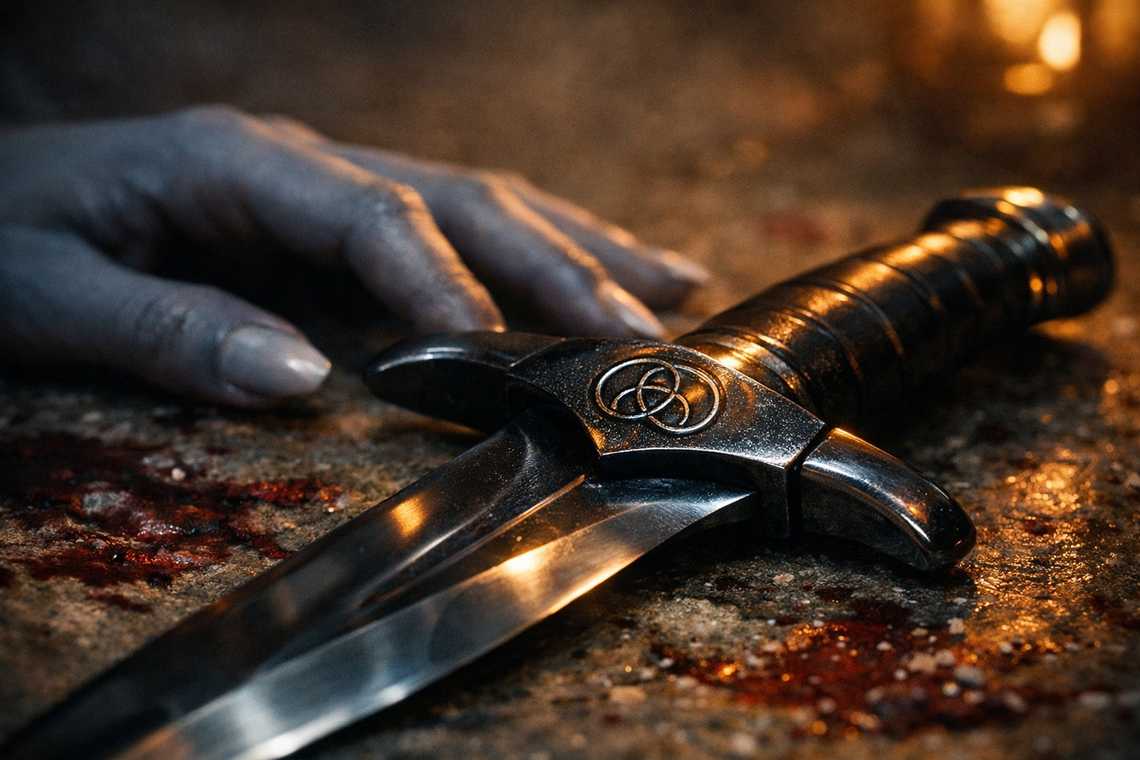 Pristine dagger amid the massacre