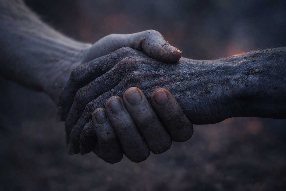 Elion offering his hand to Drusniel