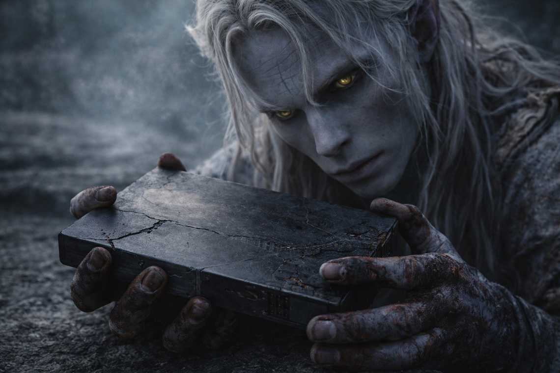 The dead artifact lying on dark stone