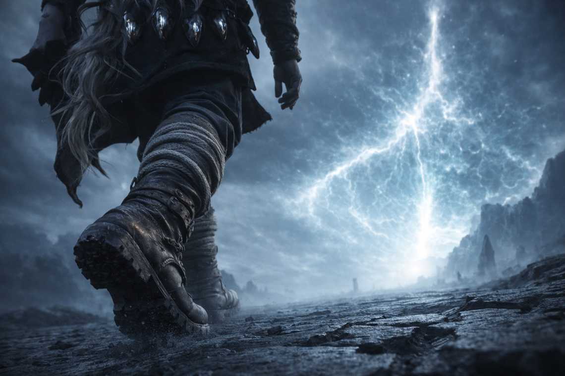 Drusniel's feet moving, the body responding to the debts