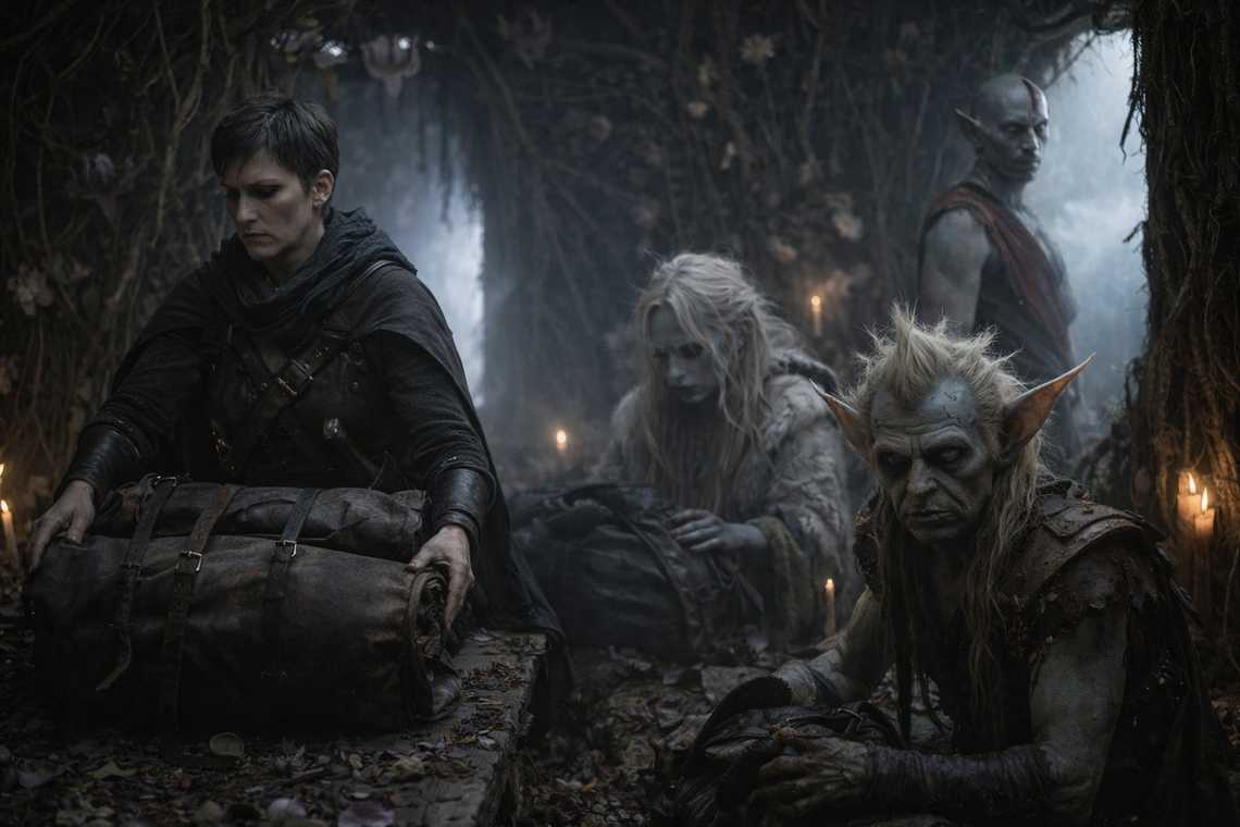 Talryn drops provisions at the supply stop, then takes position at the clearing's edge