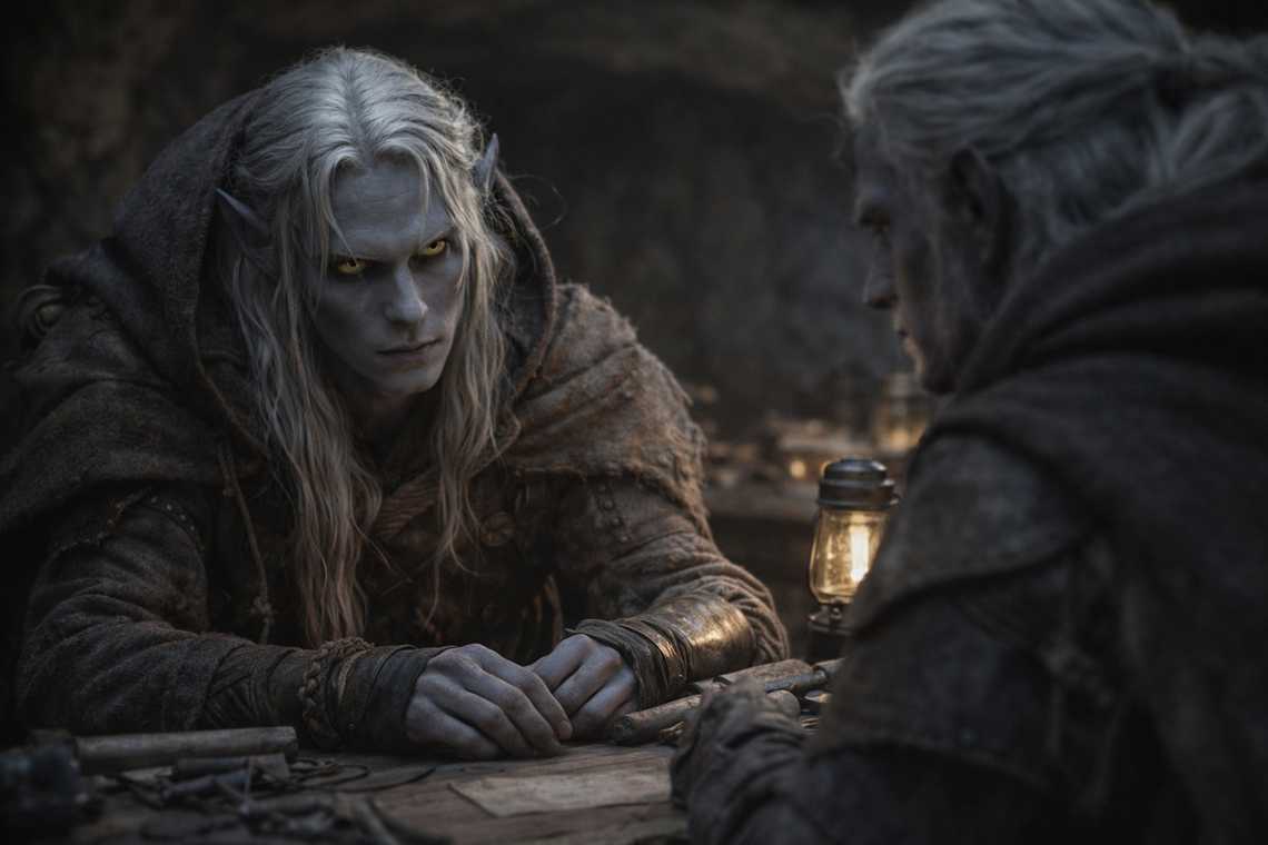 Drusniel sits across from Szoravel to begin