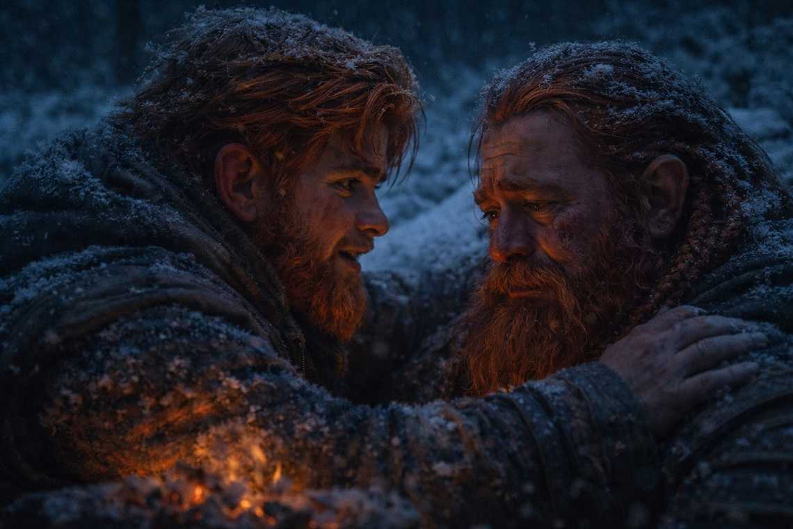 Balin crouches before Dulint during their confrontation