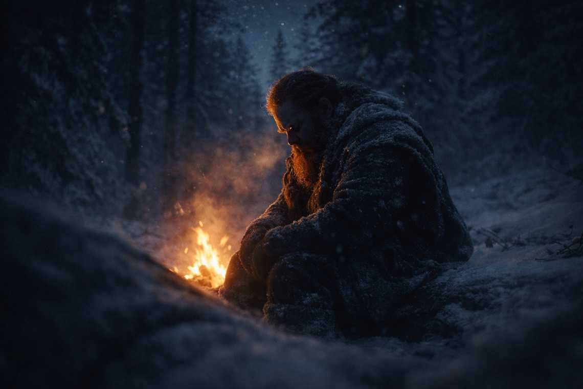 Dulint's silhouette holds first watch by the dying fire