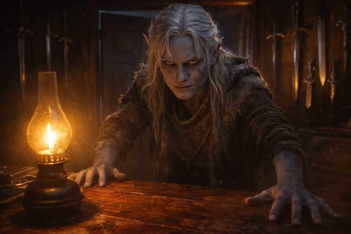 Drusniel tracing marks along the study walls