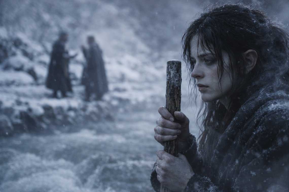 Maris gazing distantly at the river