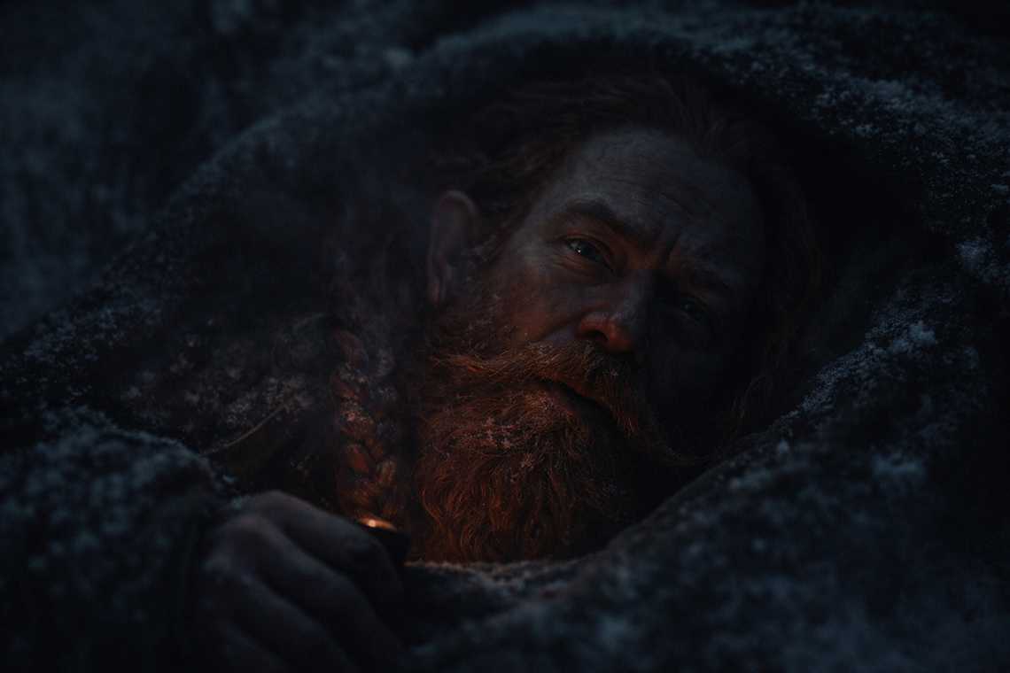 Dulint whispers in the dark while Balin listens from his bedroll