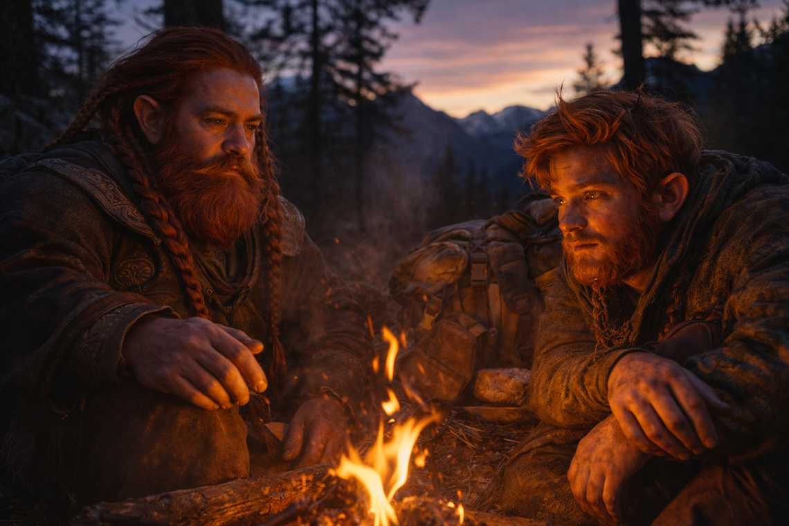 Mountain camp at dusk