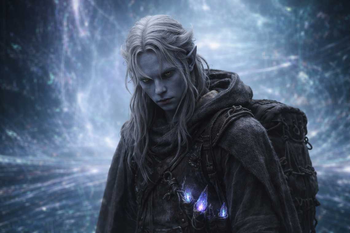 Drusniel crossing the invisible threshold, the world behind vanishing completely