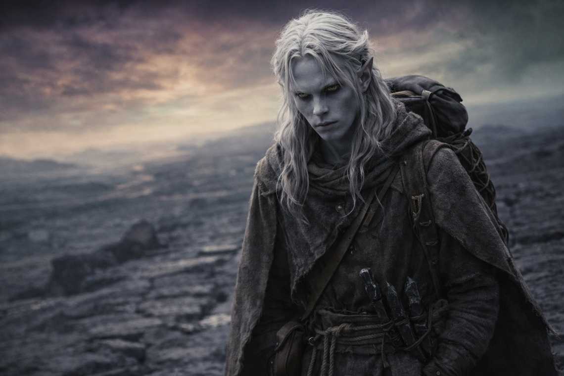 Drusniel walking alone toward the eastern distortion