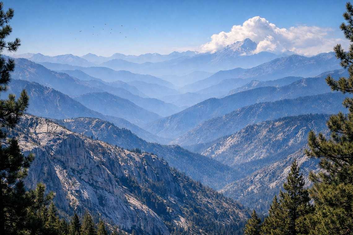 Eighteen mountain ridges visible in a single day